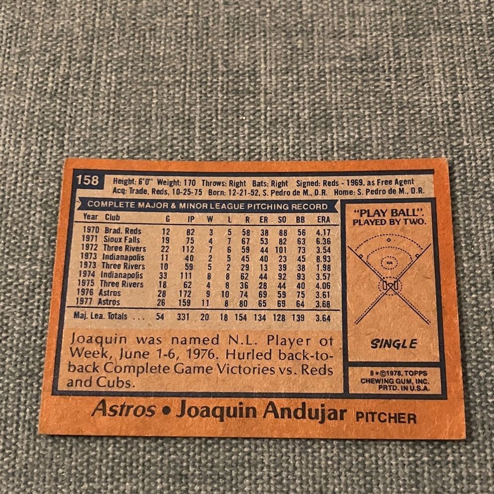 1978 Topps Houston Astros Baseball Card Trading Card - Picture 2 of 2
